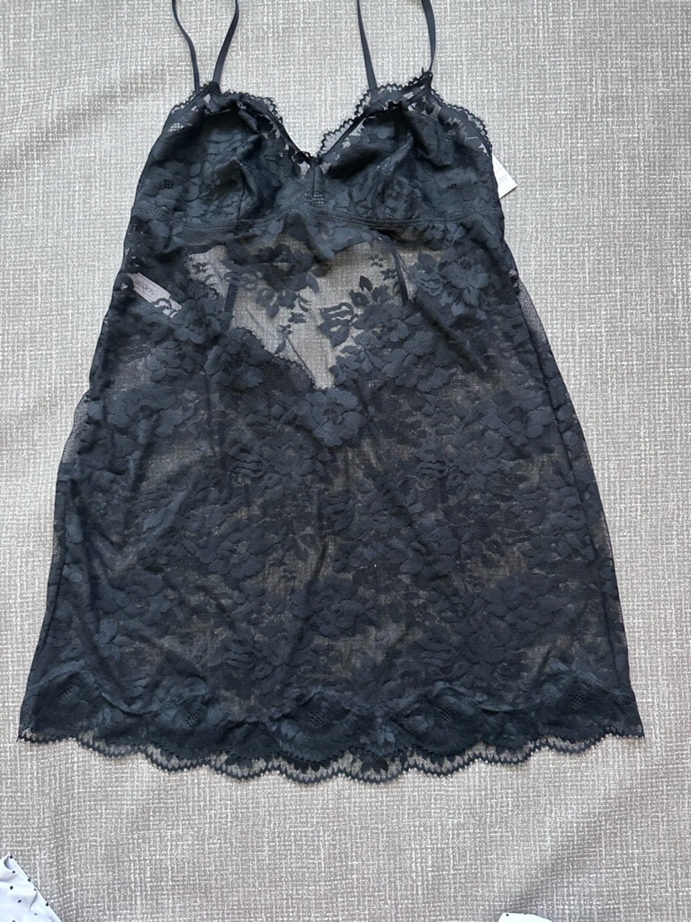 Auden Black Sheer Floral Lace Chemise with Adjustable Straps